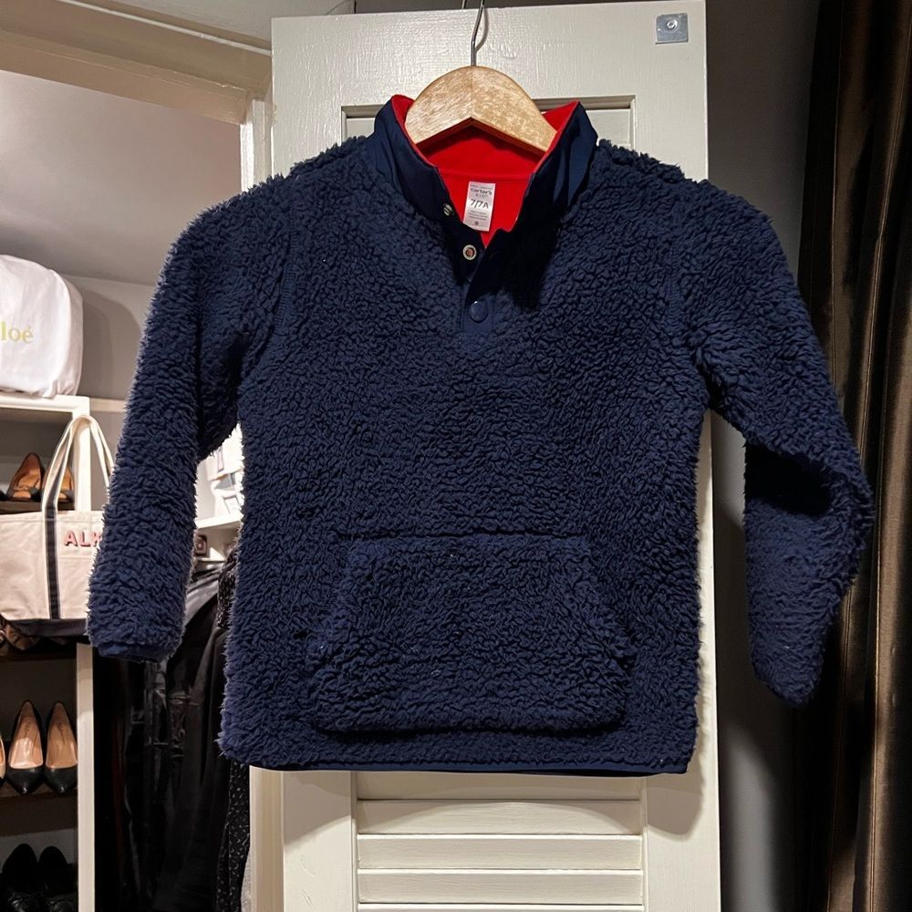 Cozy Navy Sherpa Pullover
